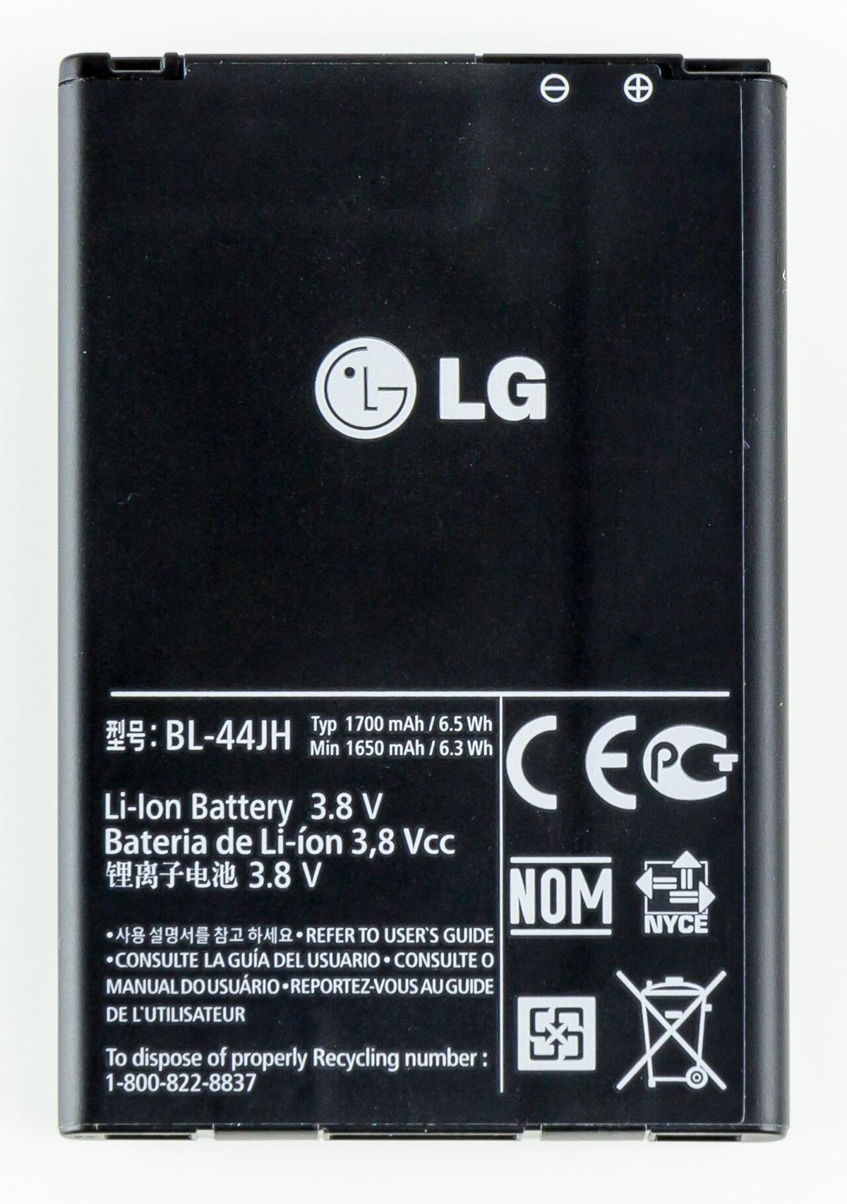 Étiquette d'une batterie de téléphone : tension 3,8 V, capacité typique 1 700 mAh et énergie 6,5 Wh, capacité minimale 1 650 mAh et énergie 6,3 Wh.